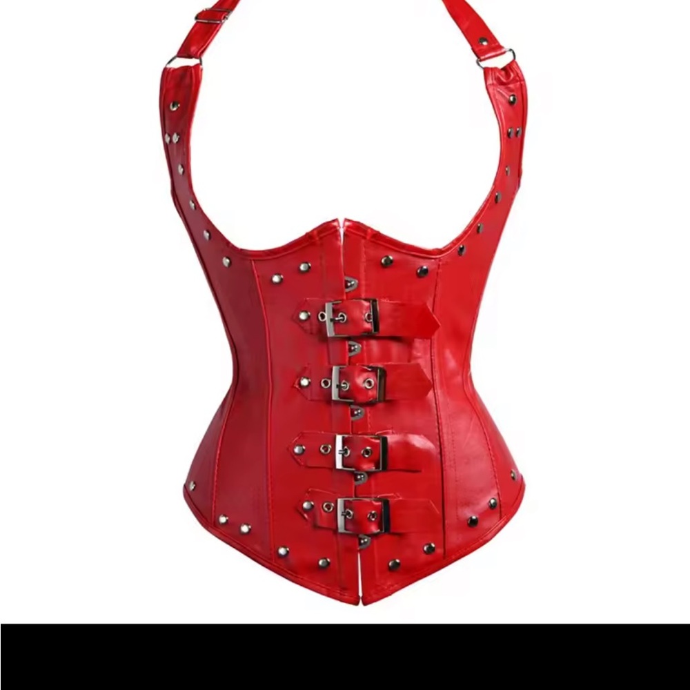 Stylish Red Buckle Corset Belt